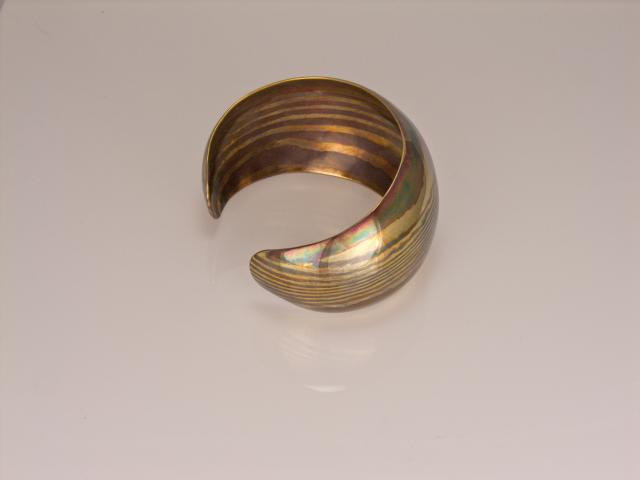 Hammered Copper/Brass Mokume Gane Cuff Detail